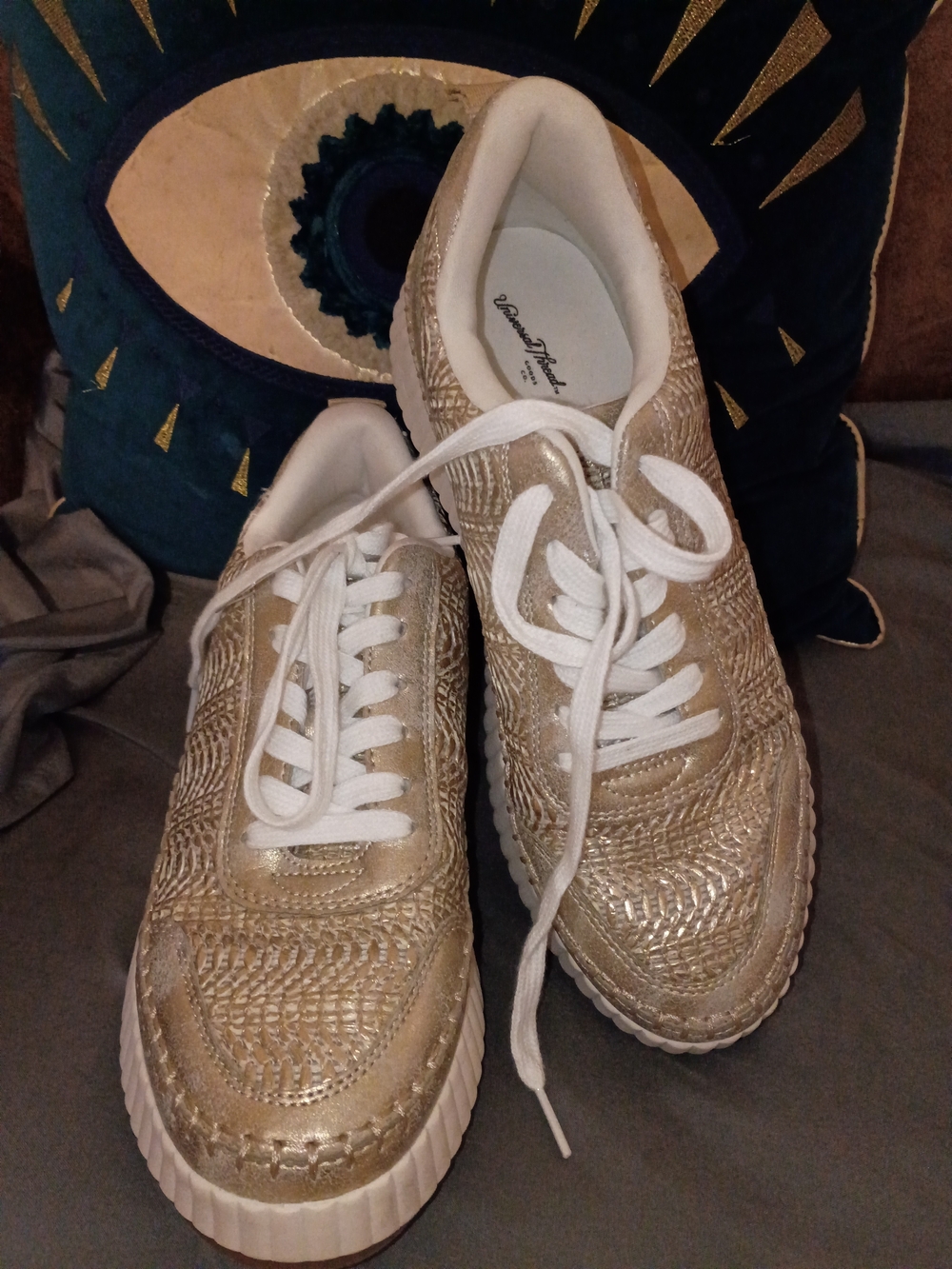 Vintage Havana Dream Pairs Metallic Woven Lace-Up Sneakers - Champagne Gold